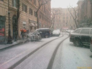 It snows in Rome, Italy