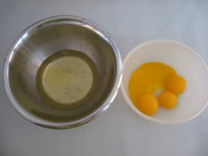 Italian recipe - Caprese Step 2 Add eggyolks one at a time