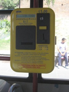 Ticket machine on the bus in Rome
