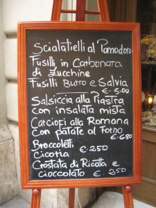 Rome restaurants - L'osteria di Cicerone - Menu of the day