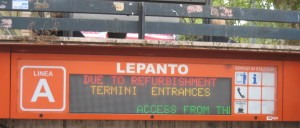 Renovation notice at Termini Station, Rome