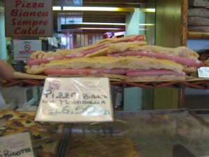 Pizza bianca at Il Fornaio, Rome, Italy