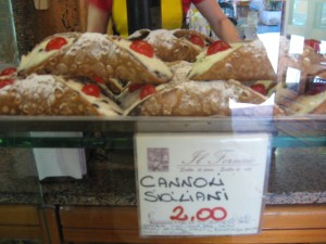 Sicilian cannoli at Il Fornaio, Rome, Italy