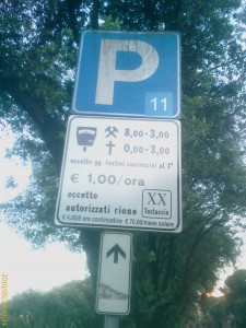 Parking signs in Rome, Italy