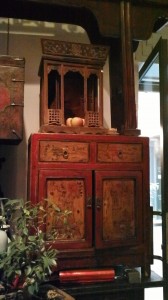 Altar in an antique shop on Via dei Coronari, Rome, Italy