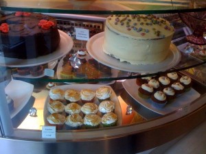 Variety of Cakes in an American style bakery in Rome