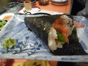 Salmon Hand Roll, Sushisen, Rome, Italy