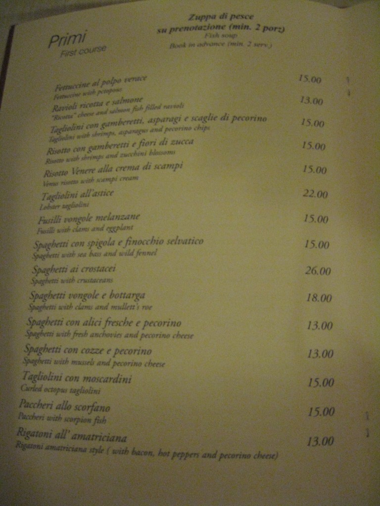 Restaurant in Rome - Menu L'Antico Porto