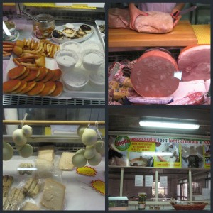 Lazio region - Various cheeses in a store