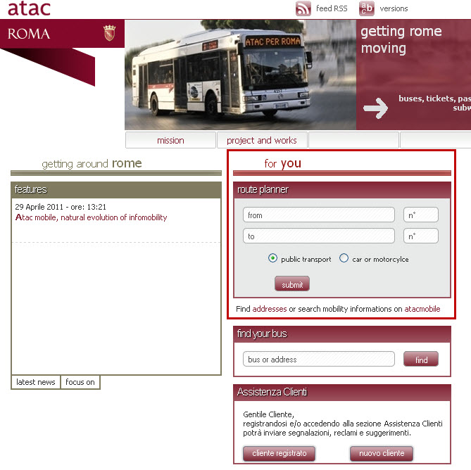 Public Transport in Rome - ATAC Website in English