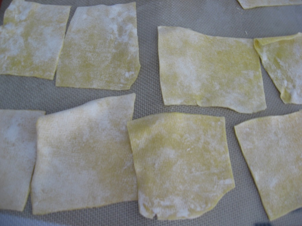 Homemade Pasta: Cut into squares
