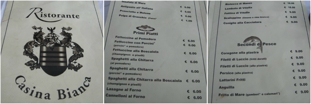 Lunch at Bracciano - Menu at Casina Bianca