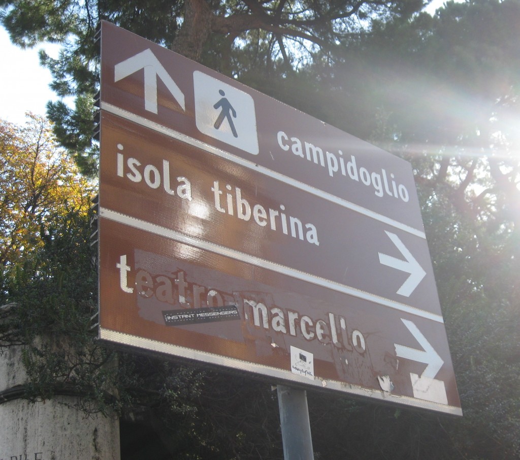 Attraction in Rome: Sign for Teatro Marcello