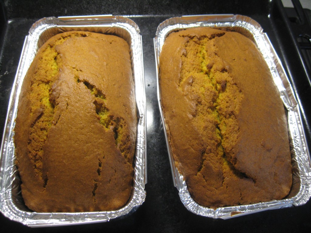 Pumpkin ricotta pound cake: In loaf pan