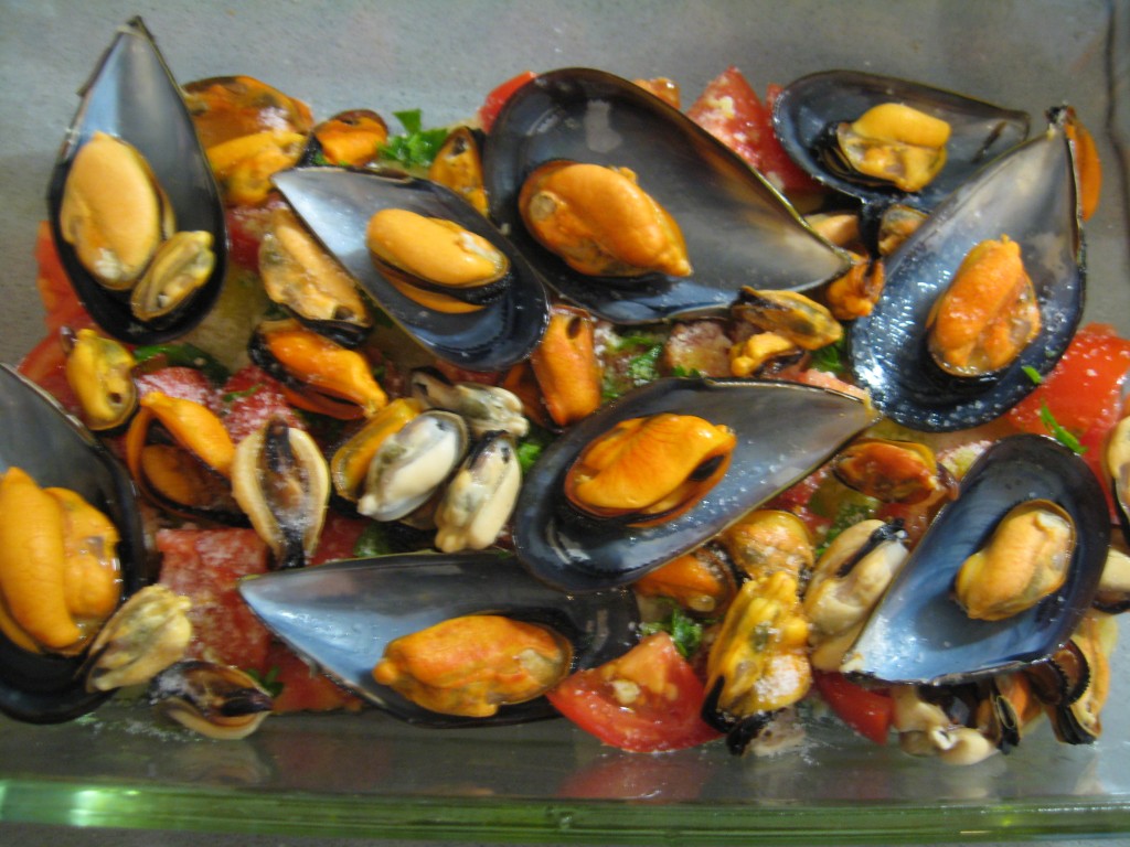 Seafood recipe: Potato, rice and mussels - Step 5