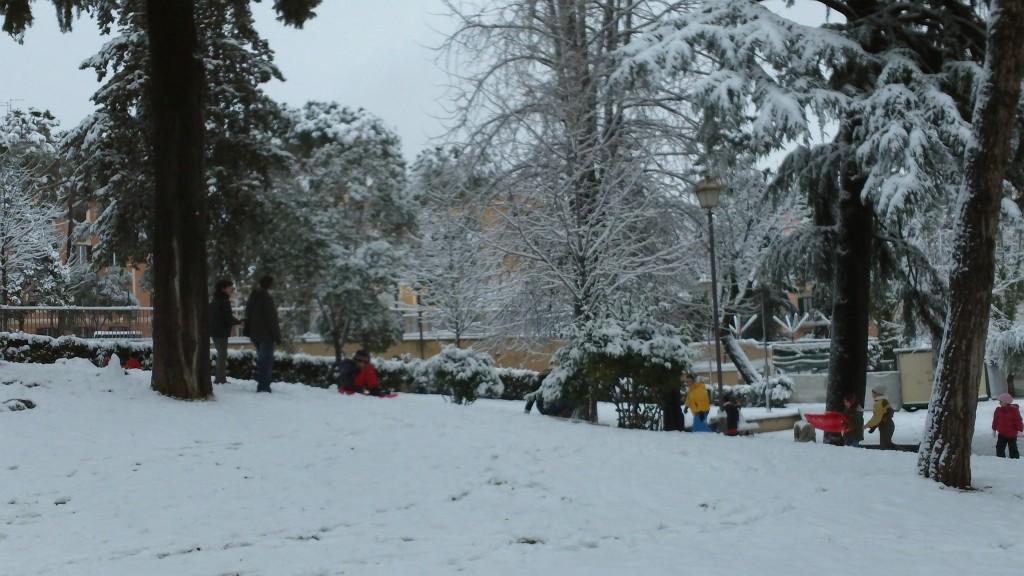 Snow in Rome 2012: Sledging