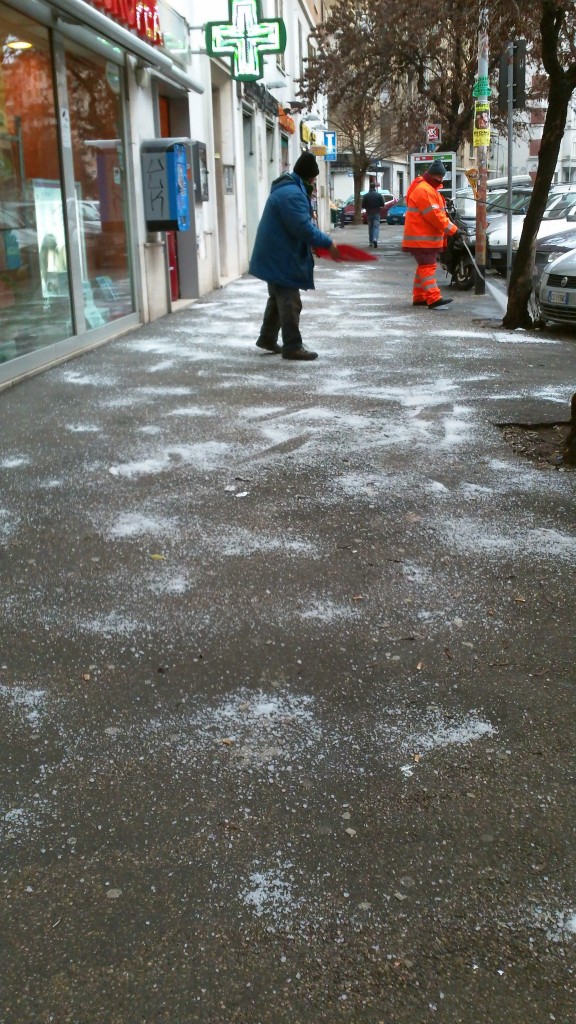 More Snow in Rome: Salt on Sidewalks