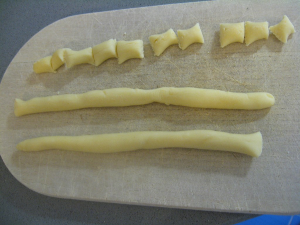 Orecchiette Pasta; Cut into pillows
