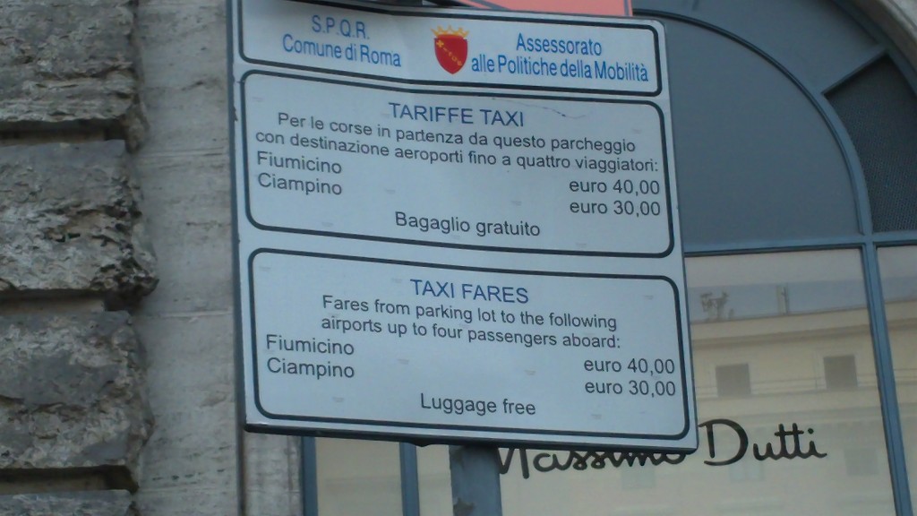 Taxis in Rome: Fares from Airport