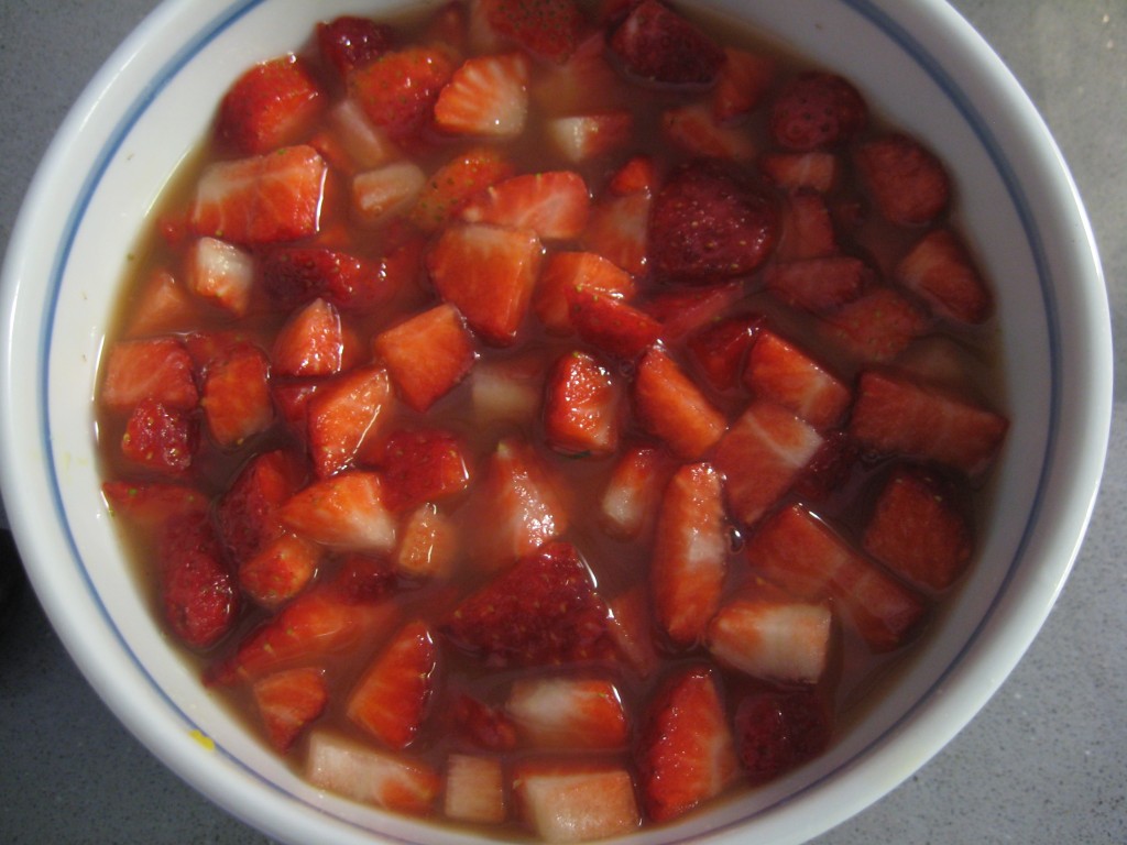 Strawberry Tiramisu Recipe: Soaking Strawberries