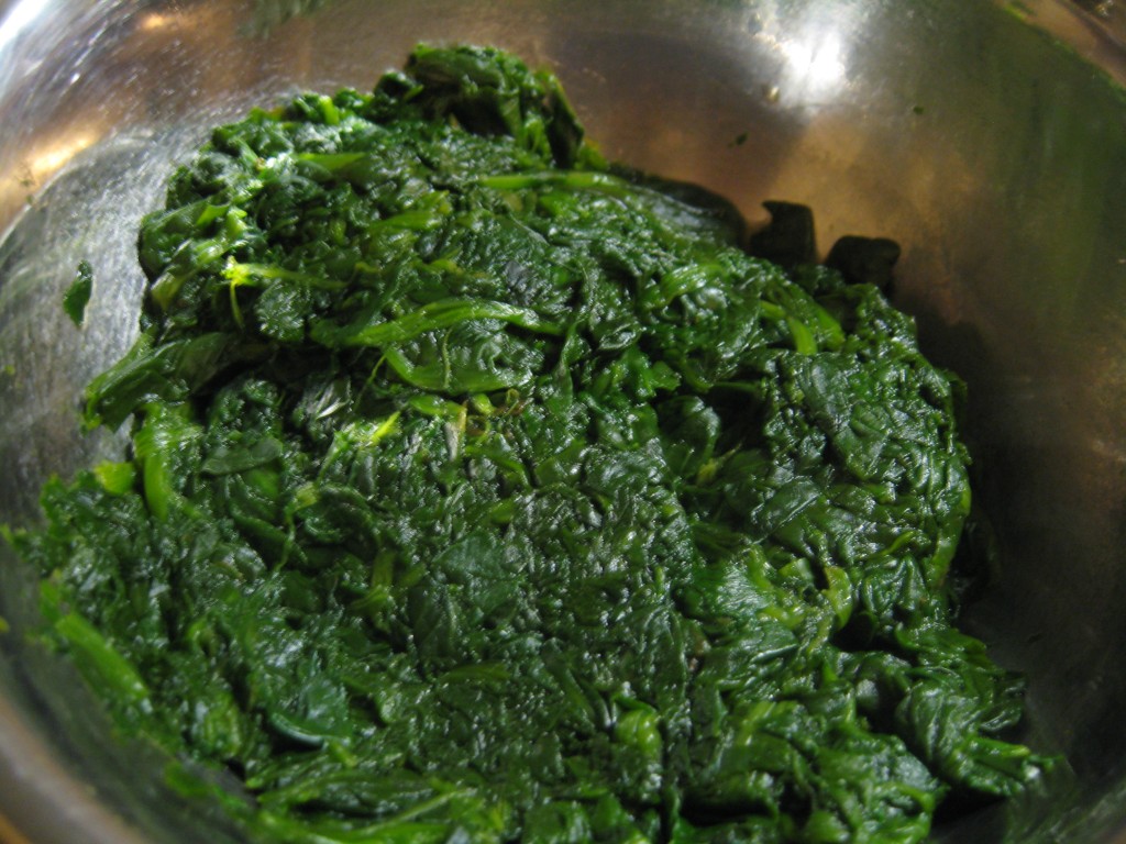 Torta rustica: Chopped spinach