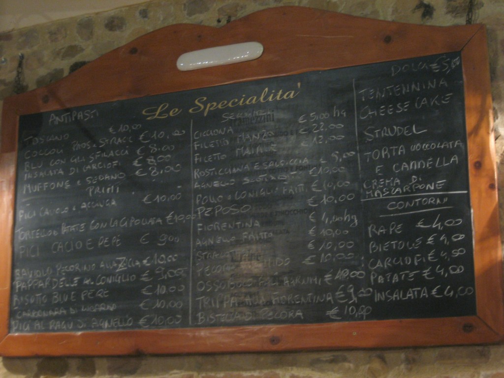 Tuscan Food: Menu