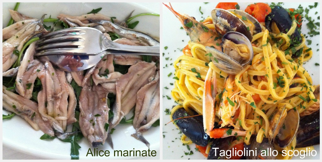 Lunch at Porto Corallo: Alici Marinate and Tagliolini allo scoglio