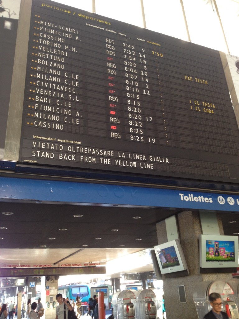 Train from Rome to Florence: Termini Information Board