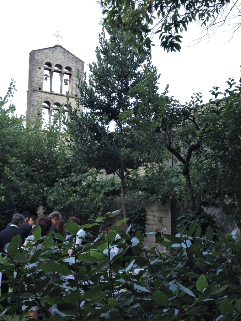 Garden of Palazzo Pongelli with view of Chiesa Sant'Ilario - Todi, Italy