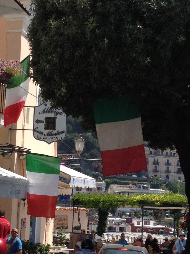 Football in Italy - Italian Flag in Positano