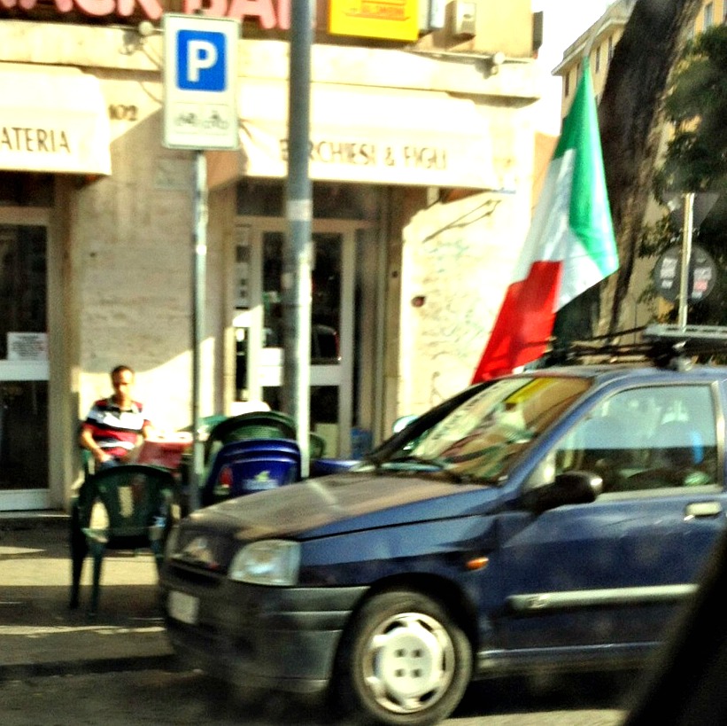 Football in Italy - Euro 2012- Car with Italian Flag