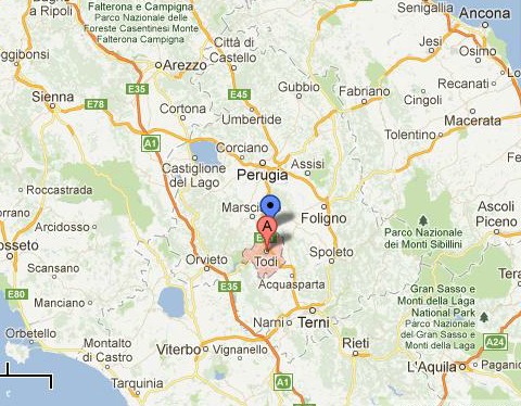 Map of Todi, Italy