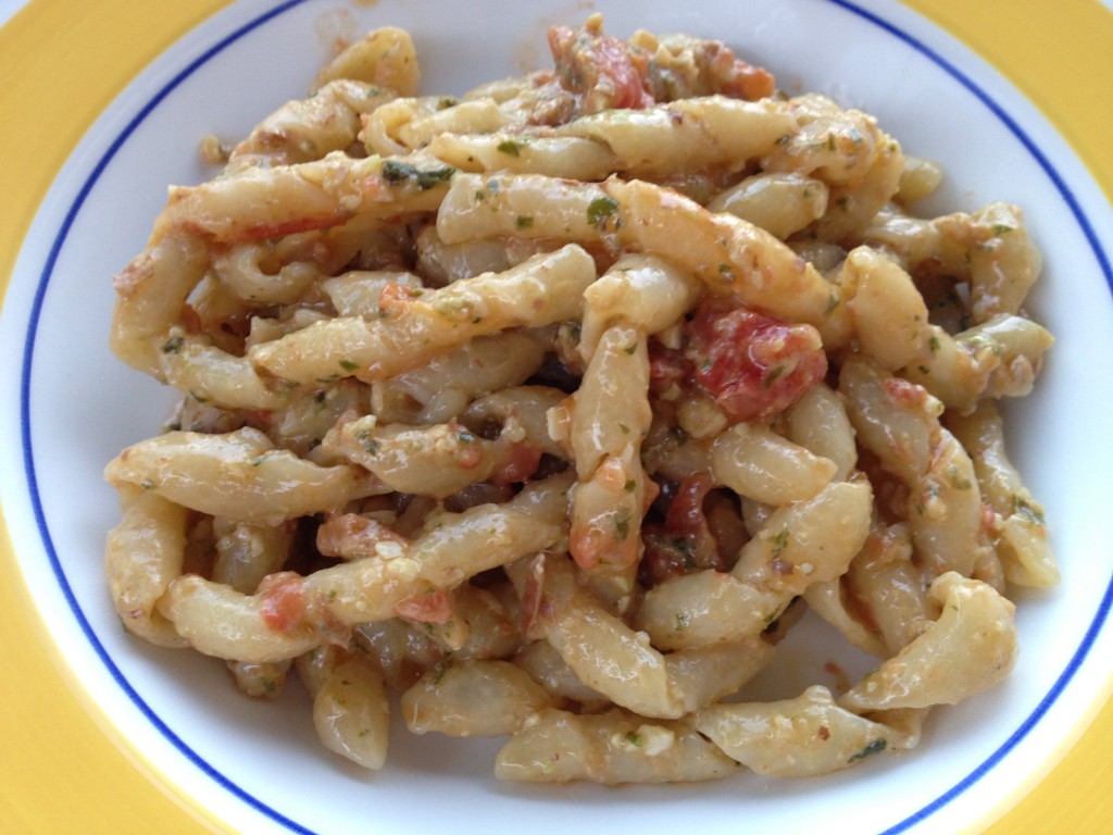 Sicilian Food - Busiate with Pesto alla Trapanese