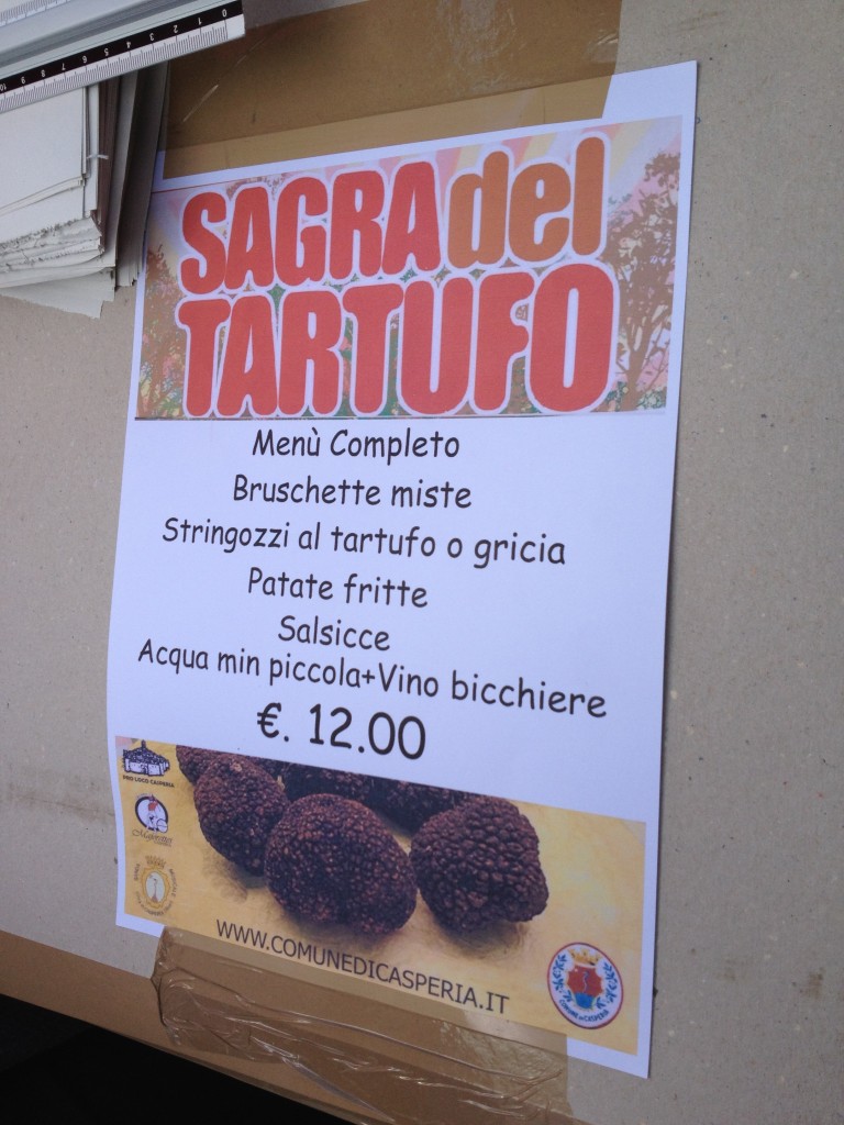 Casperia - Sagra del Tartufo - Menu