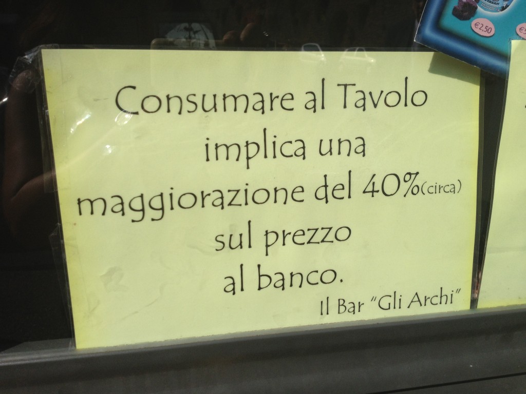 Bar in Rome - Two different prices