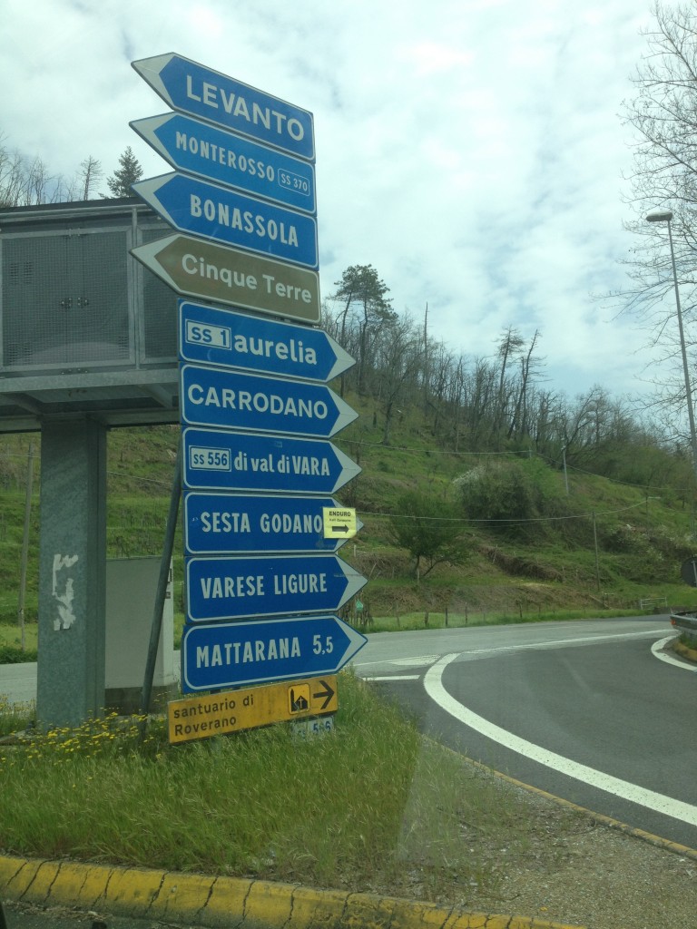 Signs to Cinque Terre, Italy